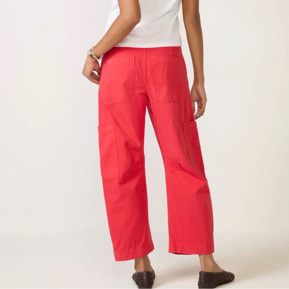 Pistola Sabrina Utility Pants Drawstring High Rise Red Cotton Twill Size 26 EUC - Picture 2 of 9